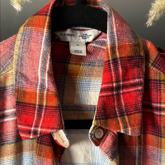 Old Navy Flannel Tartan Plaid Long Sleeve Button Up Shirt 100% Cotton - Picture 4 of 5